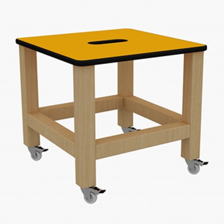 Tabouret carré bas à roulettes