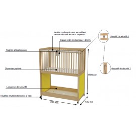 Lit superposé tout barreaux