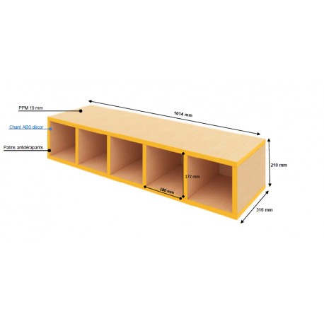 Banc avec 5 casiers T0