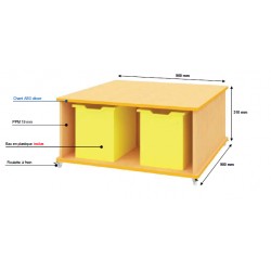 Meuble aire de jeux carré sans crédence : chargement de 2 côtés