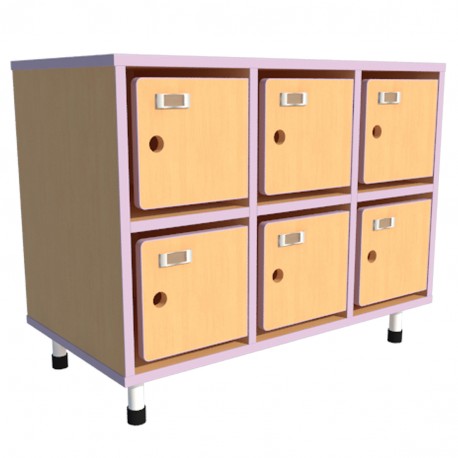 Vestiaire 6 cases à portes et support à étiquette