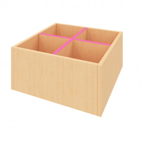 Bac à livres 4 cases à roulettes