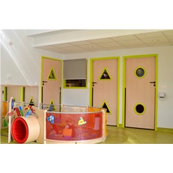 Porte avec Oculus couleur stratifiée et anti-pince doigt - 93 cm