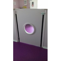 Portillon prépeinte  avec Oculus et anti pince doigt - 83 cm